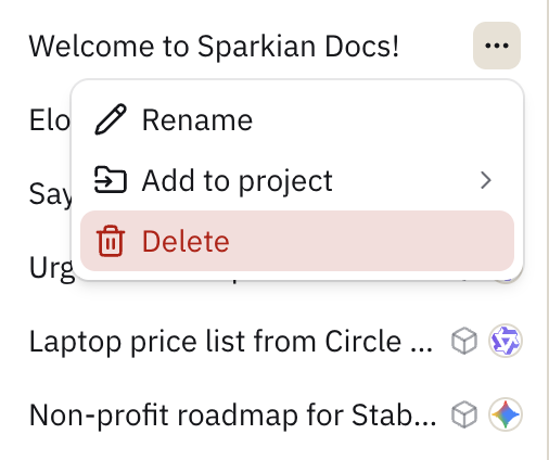 Delete a chat from its menu
